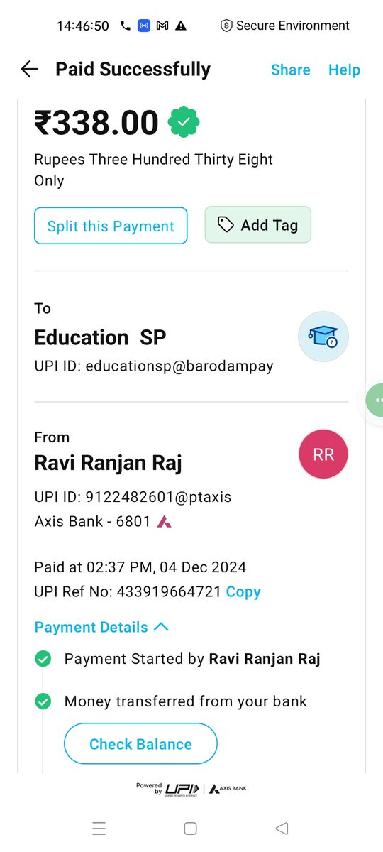 Ravi95457422's tweet photo. @sabpaisa Sir/ma'am 

On date 4/12/2024 Time 14:37:37

UPI reference number:- 433919664721

 My payment is successful but transaction drop and I don't able to get transaction ID  so I am unable to recovery my money  

Please help me sir/maam

My contact number 9122482601 https://t.co/fOzJSNY3Rb