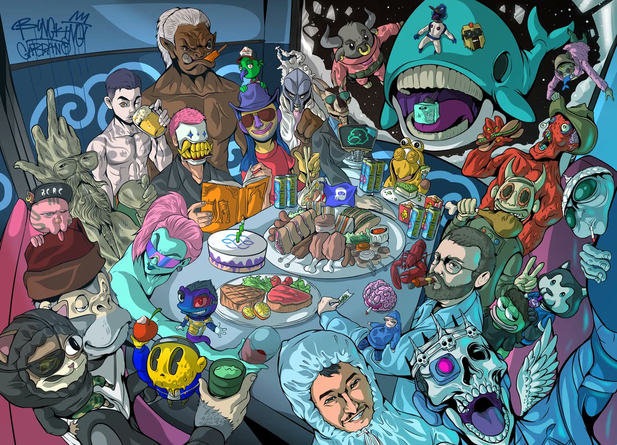 💫🚀 Feast Among The Stars🚀💫
The most epic dinner party in Cardano universe! 🤝 Filled with iconic characters from CNFT, this artwork symbolizes unity and excitement as we welcome the upcoming bull run! 📈💎

Available on: <a href="/KreatePlatform/">Kreate - Web3 Art Community ❤️‍🔥</a> 
kreate.art/artwork/67501d…