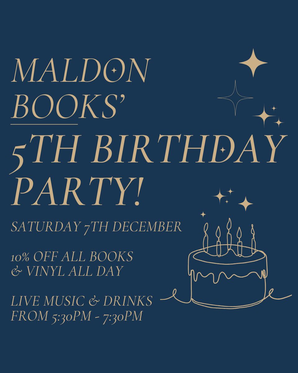 We're celebrating our bookshop's fifth birthday this Saturday!

10% off all books and vinyl all day, plus drinks and live music from 5.30pm!

We'd love to see you there ✨