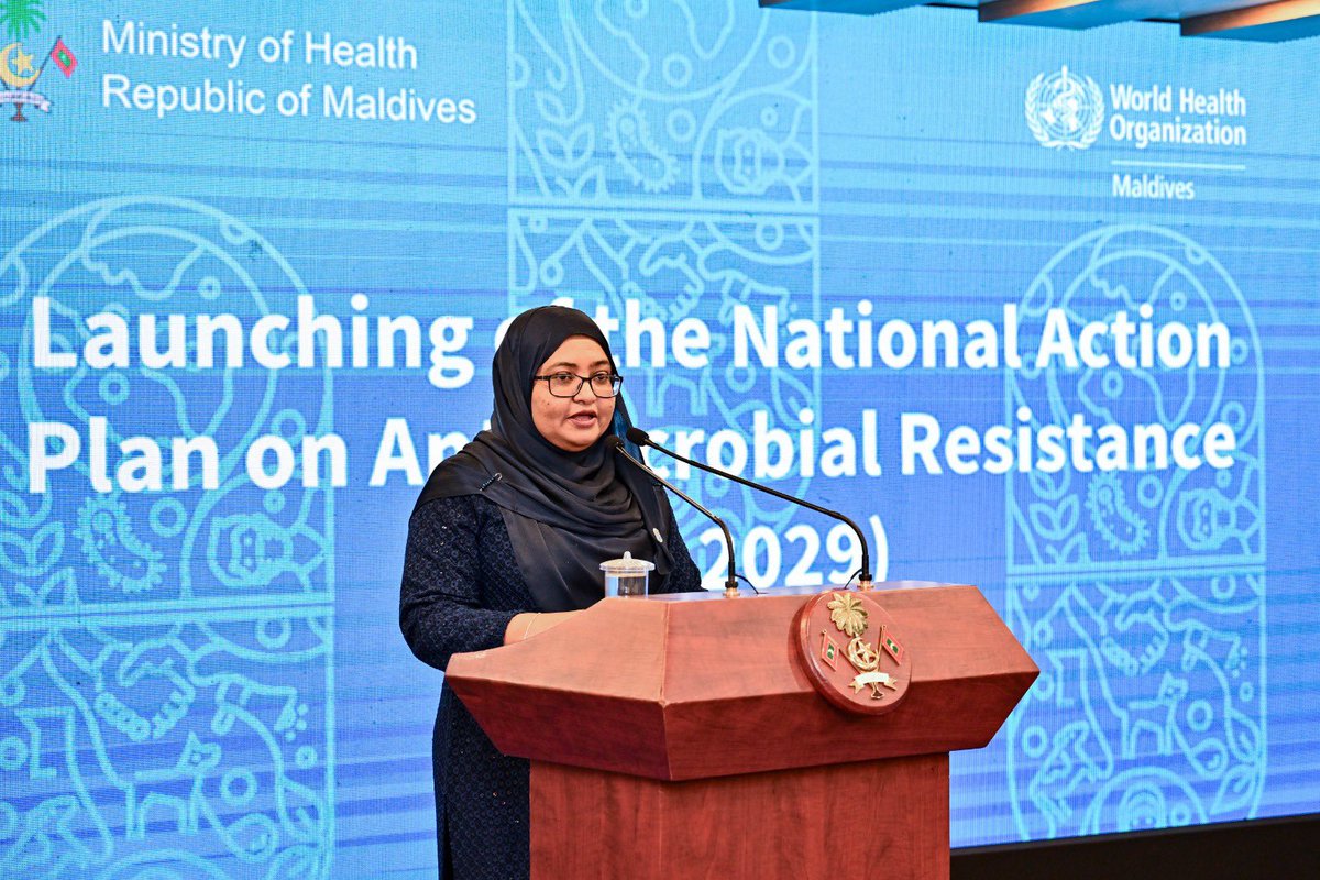 Ministry of Health (@mohmv) on Twitter photo First Lady alongside the Minister of Health <a href="/ANazim2019/">Abdulla Nazim</a> , launched the National Action Plan for Antimicrobial Resistance (AMR) 2024-2029. A significant step towards safeguarding public health and combating AMR for a healthier future. #AMR2024 <a href="/presidencymv/">The President's Office</a> <a href="/MFDA_mv/">MFDA</a> First Lady alongside the Minister of Health <a href="/ANazim2019/">Abdulla Nazim</a> , launched the National Action Plan for Antimicrobial Resistance (AMR) 2024-2029. A significant step towards safeguarding public health and combating AMR for a healthier future. #AMR2024 <a href="/presidencymv/">The President's Office</a> <a href="/MFDA_mv/">MFDA</a>