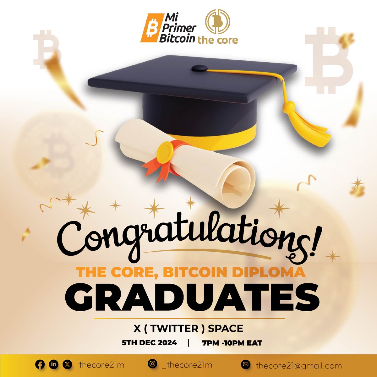 As is our tradition, an online graduation must happen👏
Join us as we celebrate our 5th graduation with our graduands earning their #Bitcoin Diploma from @MyfirstBitcoin_. If you can't attend our physical graduation on the 7th, here’s your chance to celebrate with us.

🧵1/5