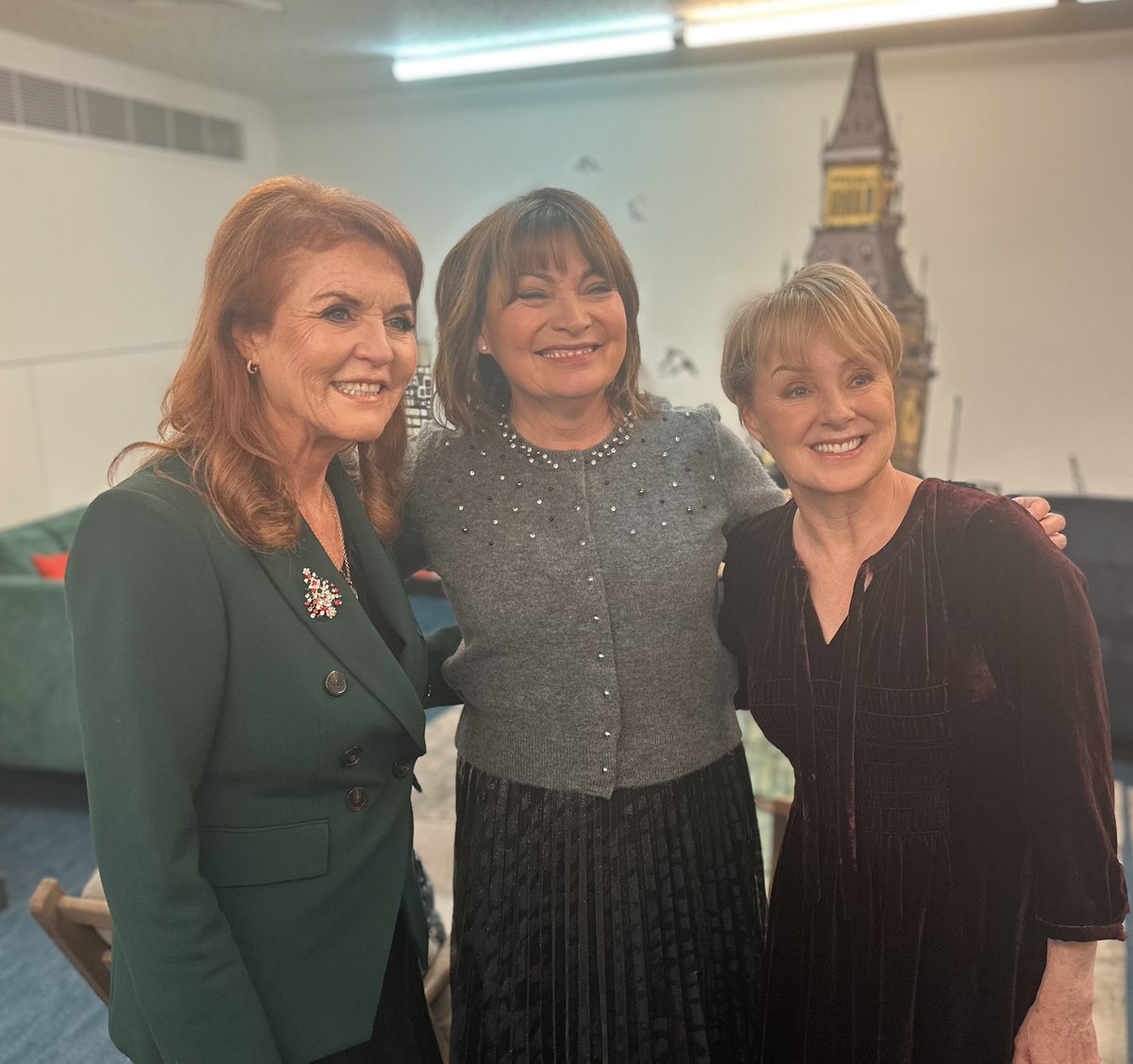 Sarah Ferguson (Fergie) (@sarahtheduchess) on Twitter photo Thanks to <a href="/lorraine/">Lorraine</a> for having me and <a href="/sallydynevor/">Sally Dynevor</a> on to talk about <a href="/wearepreventBC/">Prevent Breast Cancer</a>’s Christmas appeal with <a href="/BigGive/">Big Give</a>. Thanks to <a href="/lorraine/">Lorraine</a> for having me and <a href="/sallydynevor/">Sally Dynevor</a> on to talk about <a href="/wearepreventBC/">Prevent Breast Cancer</a>’s Christmas appeal with <a href="/BigGive/">Big Give</a>.