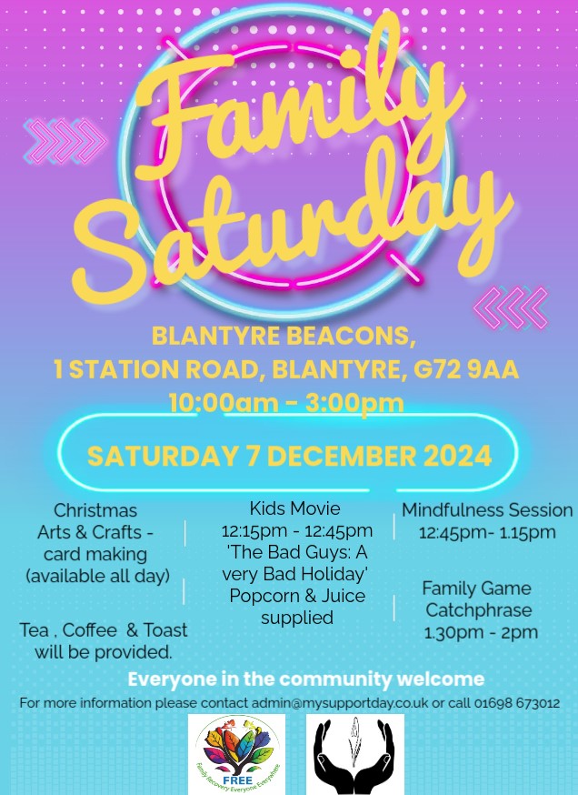 Join us this week for Family Saturday at Blantyre Beacons
<a href="/SouthBeacons/">South Lanarkshire Beacons</a> 
<a href="/SouthLanADP/">South Lanarkshire ADP</a> 
Full details below⬇️⬇️⬇️