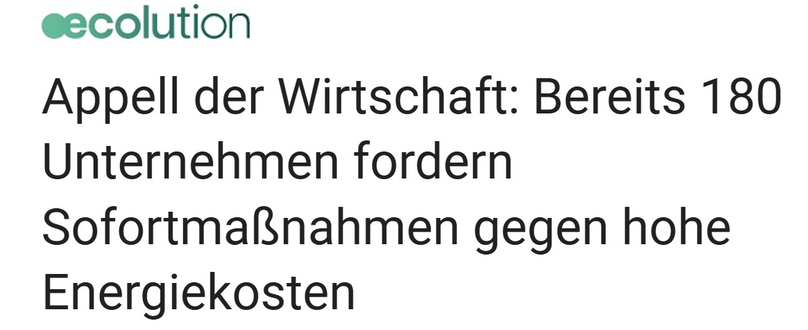 Das ist wirklich groß. Mehr als 180 Unternehmen haben bereits unseren offenen Brief unterzeichnet, um Sofortmaßnahmen von der Politik einzufordern. Die Zeit drängt, das letzte Plenum ist kommende Woche. 1/2