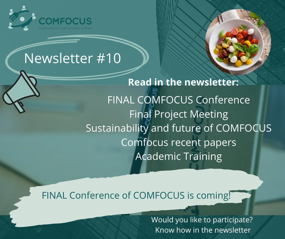 Read in the newsletter 10: lnkd.in/dE8qm2cT 
- 🎊 COMFOCUS FINAL Conference and Project Meeting;
- 🧑‍🎓 Academic Training in Bologna;
- 📜 Our recently published papers;
- 💼 Future of COMFOCUS - our steps to maintain the project achievements after its end.