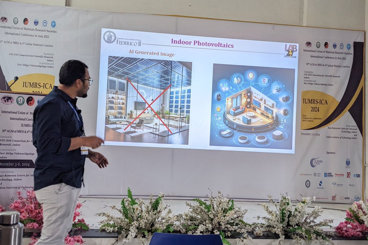 I had the incredible opportunity to attend the IUMRS-ICA Conference 2024 held in Indore, where I presented my recent work on indoor photovoltaic performance of tin perovskite solar cells.