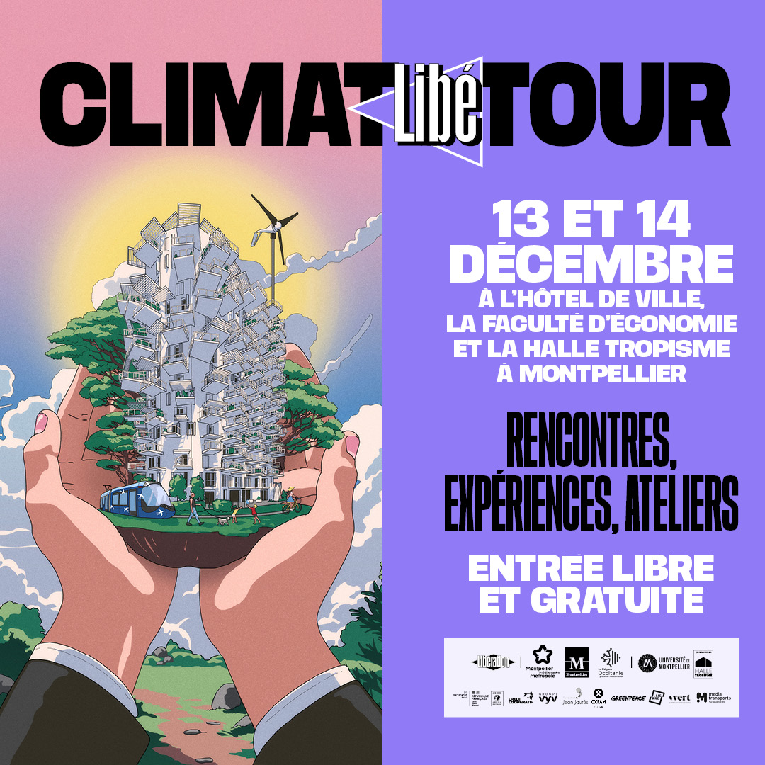 🌱 Les 13 &amp; 14 décembre, le Climat Libé Tour fait escale à Montpellier pour une série d'ateliers, tables-rondes et masterclass autour de la transition écologique. 
Découvrez tous les rendez-vous &amp; participez aux débats ➡️ bit.ly/4imd5Qs