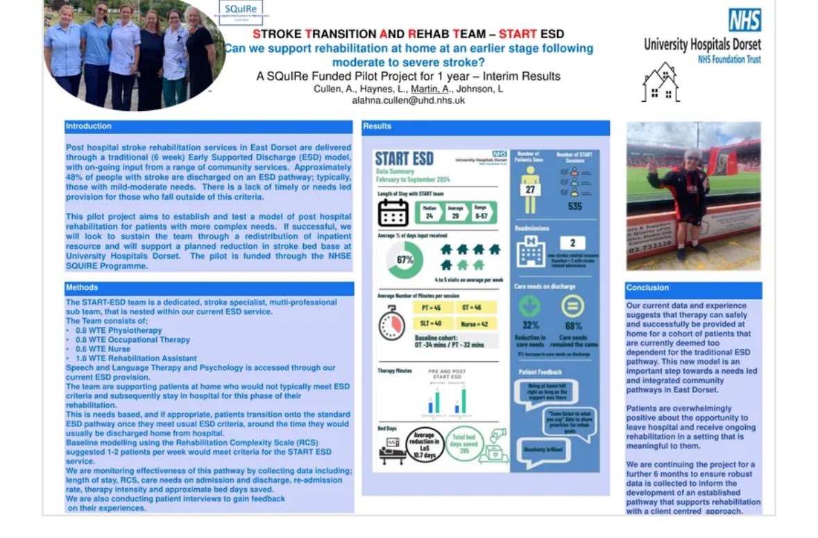 #UKSF24 Opening Plenary - we are already hearing about <a href="/NHSEngland/">NHS England</a> 10 Year Health Plan - one priority is to shift care from hospital to community. Our <a href="/UHD_NHS/">University Hospitals Dorset NHS Foundation Trust</a> SQUIRE pilot focusses on just this: <a href="/A1ahna_25/">Alahna</a>