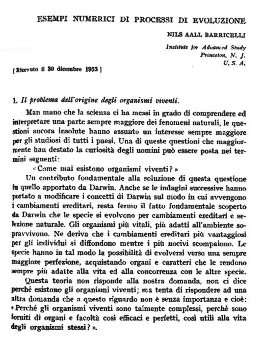 I've finally got a copy of Nils Barricelli's first paper on Artificial Life, in Italian (1954). Would be great to get it translated into English. My preference would be to have this done by a skilled human translator rather than AI. Any bilingual Italian-English folk interested?