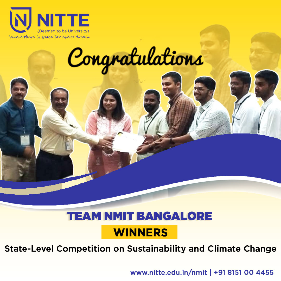 NMITBangalore's tweet photo. Celebrating Excellence at NMIT Bangalore!
We are happy to announce that our students from the Department of Mechanical Engineering have bagged 1st place at the State-Level Competition on Sustainability and Climate Change!
#Nitte #NitteUniversity #Nittestudents #proudmoment https://t.co/oSgTI9bA2c