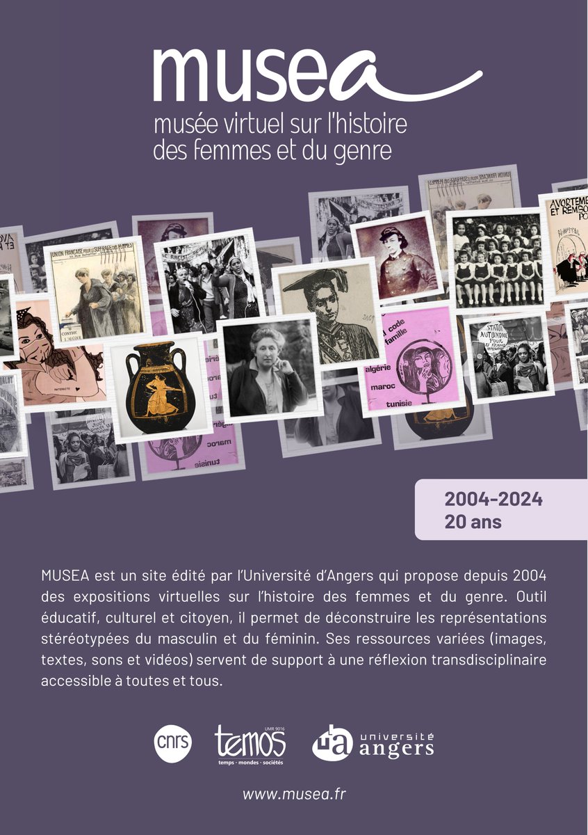 En cette année des 20 ans de MUSEA, l’équipe éditoriale lance un nouveau rendez-vous. Le séminaire de MUSEA, animé par Christine Bard, a lieu en ligne chaque premier vendredi du mois de 12h30 à 14h: