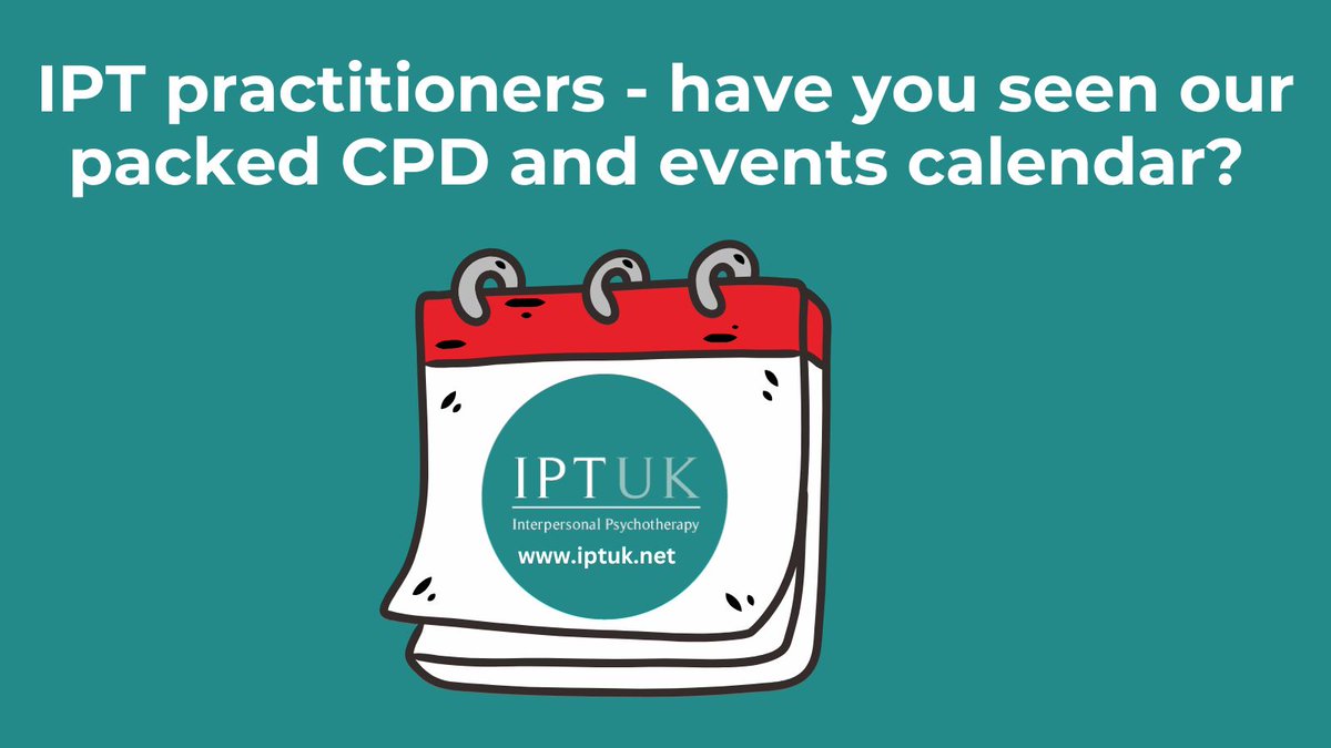 From now through to 2026, IPT UK have a multitude of exciting CPD events for accredited IPT UK practitioners and trainees. Please visit our website here iptuk.net/events-calenda… for more information on how to attend. #iptuk #ipt #mentalhealth #cpd #interpersonalpsychotherapy