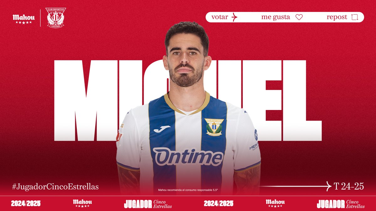 RT o MG si crees que Miguel de la Fuente ha sido el #JugadorCincoEstrellas del <a href="/CDLeganes/">C.D. Leganés</a> en noviembre. (4/6)