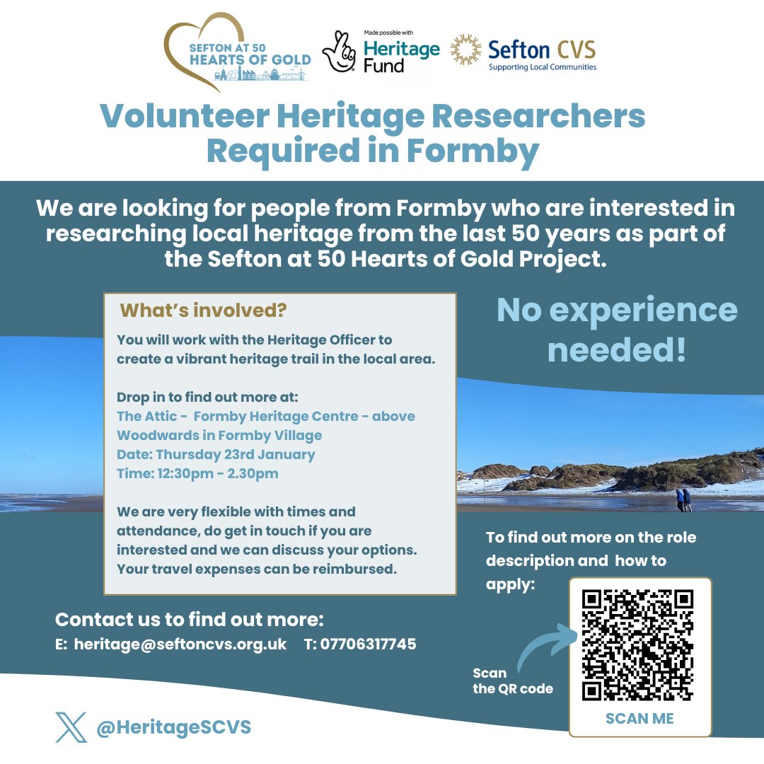 Hearts of Gold - Sefton at 50 (@heritagescvs) on Twitter photo We are looking for volunteer researchers in Formby to help us plan our next <a href="/HeritageSCVS/">Hearts of Gold - Sefton at 50</a> heritage trail. No experience needed!ππ· π· ππ We are looking for volunteer researchers in Formby to help us plan our next <a href="/HeritageSCVS/">Hearts of Gold - Sefton at 50</a> heritage trail. No experience needed!ππ· π· ππ