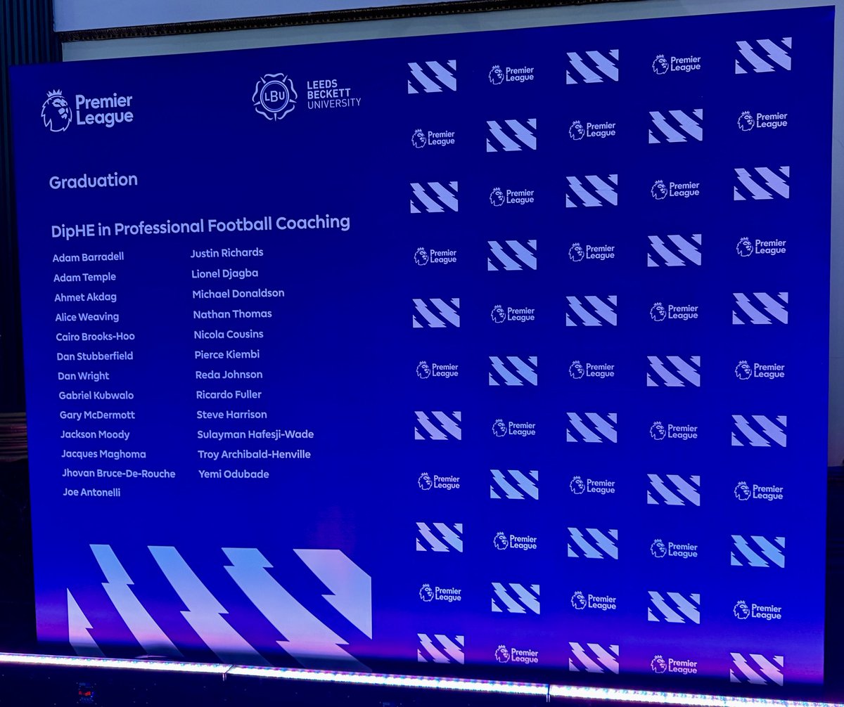 Dr Liam McCarthy (@liammmccarthy) on Twitter photo A fantastic celebration of the high quality and important work that academy football coaches do, with <a href="/premierleague/">Premier League</a>.
Congratulations to all <a href="/CarnegieSpCoach/">Carnegie Sport Coaching</a> <a href="/Carnegie_Sport/">Carnegie School of Sport</a> graduates, the class of 2024 🎓 ⚽️ A fantastic celebration of the high quality and important work that academy football coaches do, with <a href="/premierleague/">Premier League</a>.
Congratulations to all <a href="/CarnegieSpCoach/">Carnegie Sport Coaching</a> <a href="/Carnegie_Sport/">Carnegie School of Sport</a> graduates, the class of 2024 🎓 ⚽️