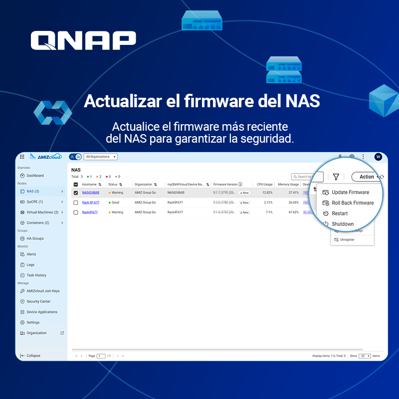 QNAPEspana's tweet photo. Con AMIZcloud puedes reiniciar o apagar un NAS de forma remota, gestionar apps en lote y ahorrar tiempo. Rentable, sencillo y seguro. 

¡Optimiza la gestión de tus dispositivos hoy! 

#NAS #Cybersecurity #Batchupdate #Dashboard #QNAP https://t.co/s3KOlbNknI
