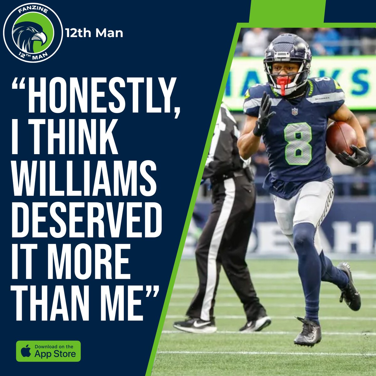 12thMan_App's tweet image. #Seahawls star Coby Bryant on winning NFC Defensive Player of the Week🗣️👏

“Honestly, I think Williams deserved ͏it more than me”