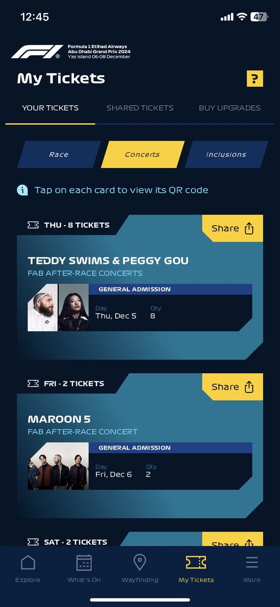 lisutwitta's tweet photo. Selling grand prix f1 abu dhabi gp tickets,  + concerts, dm or reply to this message if interested, paypal goods and services allowed.

Can be traded if you have coldplay abu dhabi tickets. Lmk. https://t.co/SLPAreu5We