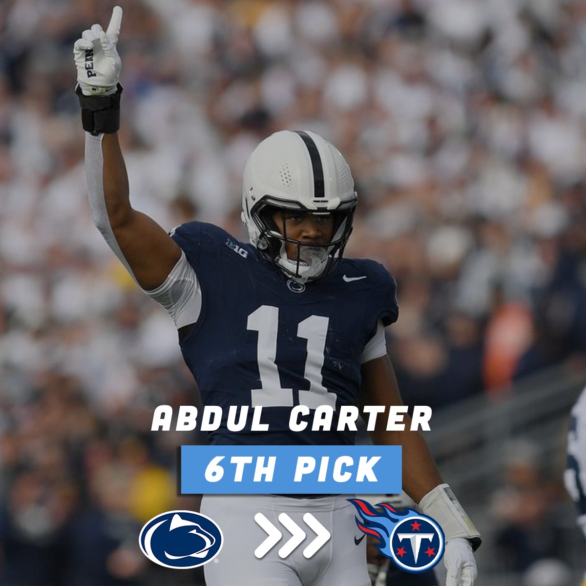 Flameheads_'s tweet photo. CBS' @EdwardsCBS has the Titans taking Penn State Edge Abdul Carter with the 6th pick in his mock draft👀

Would you be happy with that?👇 #TitanUp https://t.co/6nA6U2PAGK