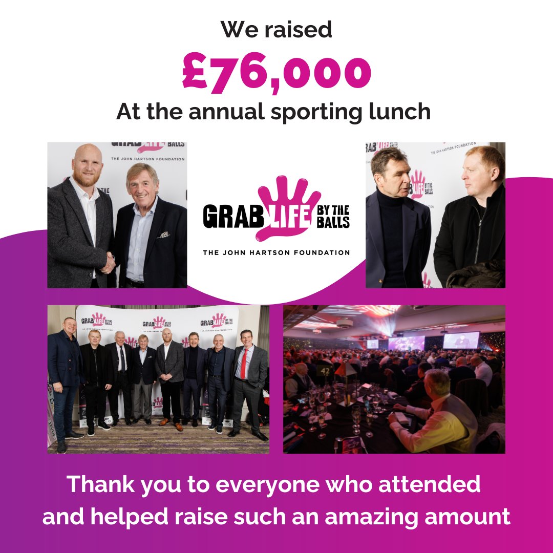 Drum roll please 🥁

Our 2024 Annual Sporting Lunch raised £76,000!

Thank you everyone who attended and made this possible.

If you'd like to see pictures from the event, visit our galleries page here 👉johnhartsonfoundation.co.uk/galleries/annu…

#JohnHartsonFoundation #SportingLunch2024