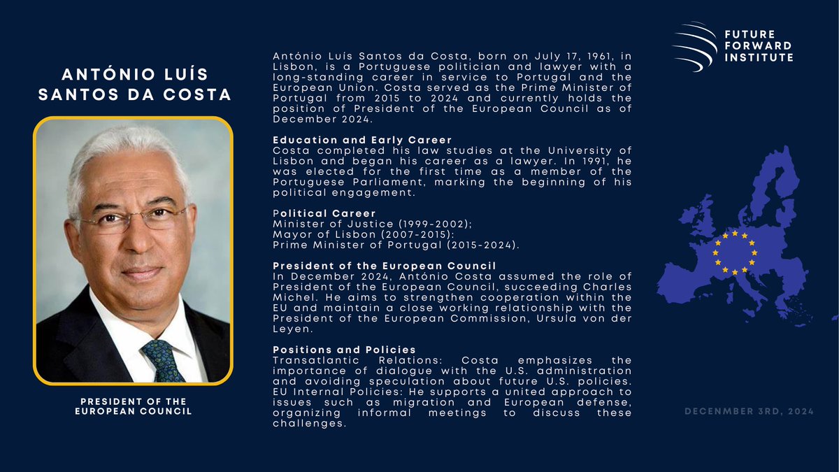 FutureFwdInst's tweet photo. The new President of the EU Council @antoniocostapm continued the tradition of his predecessors to host a #WesternBalkans Leaders’ dinner in Brussels, confirming an important placement on European agenda. 
Below is a short bio of the new @eucopresident: https://t.co/5ASRhEs0Ao