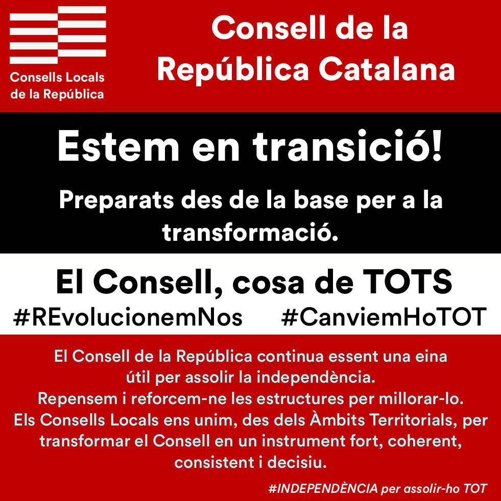 Consell Local de la Rep. Gramenet (@clxr_gramenet) on Twitter photo El <a href="/ConsellRep/">Consell de la República Catalana</a> continua essent una eina útil per assolir la #independència.
Repensem i reforcem-ne les estructures per millorar-lo.
Els Consells Locals, preparats per a la transició, ens unim per fer-lo més fort, més útil, més coherent i més decisiu
#REvolucionemNos
#CanviemHoTOT El <a href="/ConsellRep/">Consell de la República Catalana</a> continua essent una eina útil per assolir la #independència.
Repensem i reforcem-ne les estructures per millorar-lo.
Els Consells Locals, preparats per a la transició, ens unim per fer-lo més fort, més útil, més coherent i més decisiu
#REvolucionemNos
#CanviemHoTOT