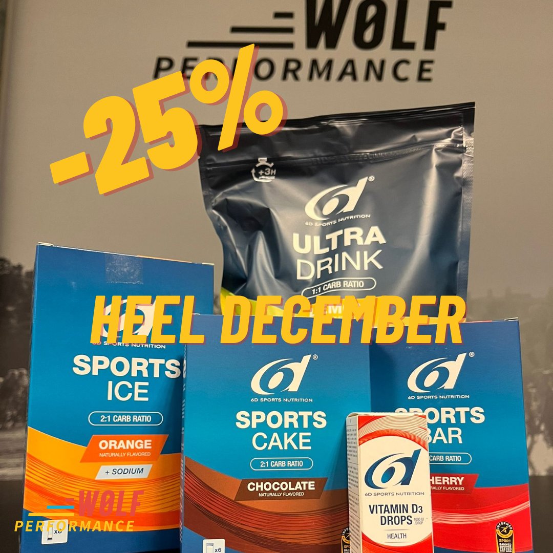 December Deal! 🤩
25% korting op 6D Sports Nutrition ⛽
Geldig t/m 31 december. Mis het niet!

Stuur nu je bestelling door naar info@wolfperformance.be.
Wij zetten het voor jou klaar, af te halen in Leuven.