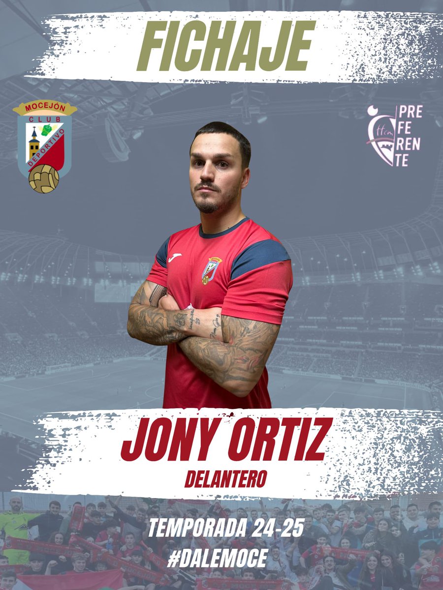 ✅ FICHAJE: JONY ORTIZ 
⚽️ DELANTERO

Delantero con explosividad y gol procedente de la <a href="/adparla/">Agrupación Deportiva Parla</a> de Tercera
RFEF donde comenzó esta temporada. Antes participó en equipos como @formacvillarrub, <a href="/CPVillarrobledo/">Don Octavio CP Villarrobledo 🐺❤️💙</a> o <a href="/CD_Marchamalo/">CD Marchamalo</a> entre otros.

😍 ¡Bienvenido a tu casa, <a href="/jonyortiz9/">jonathan ortiz</a>!