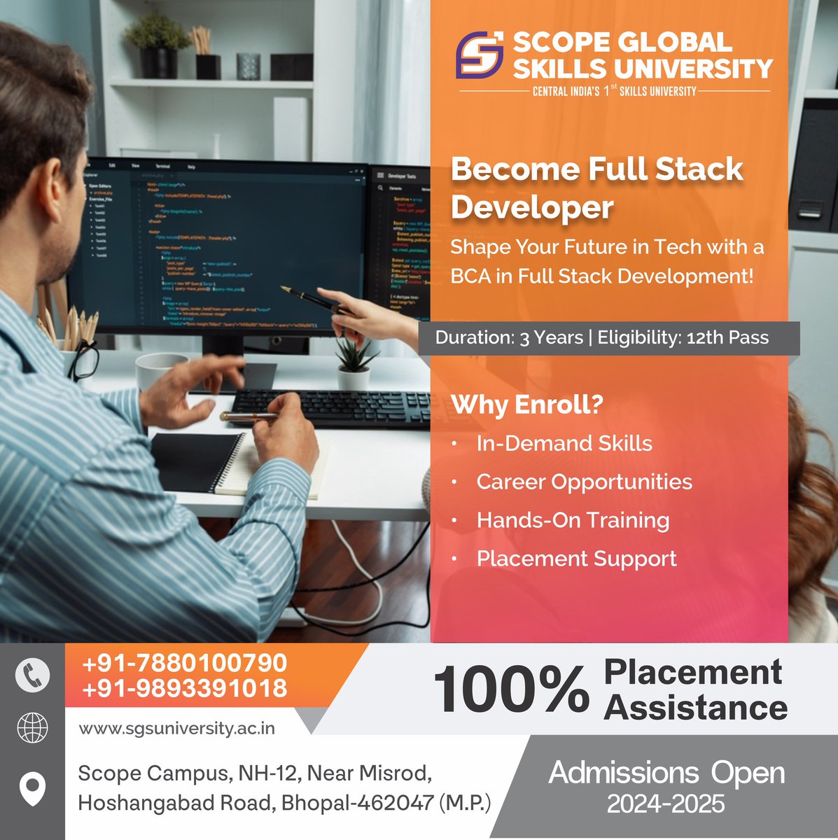 sgsuniversity's tweet image. 📷 Step into the world of tech with a BCA in Full Stack Development! 📷 Learn in-demand skills, gain hands-on training, and secure your future with 100% placement assistance.

Apply Now: sgsuniversity.ac.in/enquire-now/

#FullStackFuture #SGSU #TechCareers #scopeglobalskillsuniversity