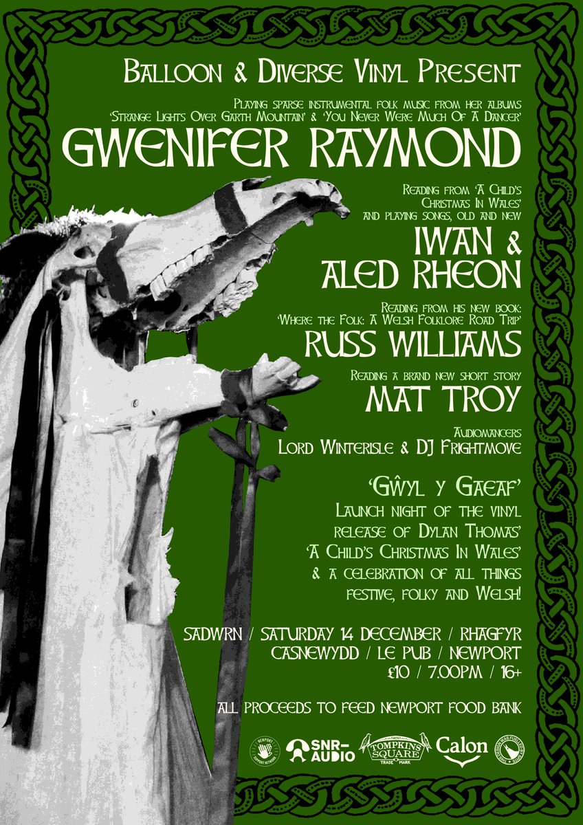 Diverse Vinyl (@diversevinyl) on Twitter photo Act fast! Less than 20 tickets remain to join us at @LePub next Saturday with <a href="/GweniferRaymond/">Gwenifer Raymond</a>, Iwan Rheon, <a href="/AledRheon/">Aled Rheon</a> & more to launch the vinyl release of <a href="/DylanThomas_100/">Dylan Thomas</a>'s A Child's Christmas In Wales. 🎄
👉 bit.ly/GwylYGaeaf-LeP…
Proceeds to <a href="/feednewport247/">Newport Support Network 🤝</a> 🧡 Act fast! Less than 20 tickets remain to join us at @LePub next Saturday with <a href="/GweniferRaymond/">Gwenifer Raymond</a>, Iwan Rheon, <a href="/AledRheon/">Aled Rheon</a> & more to launch the vinyl release of <a href="/DylanThomas_100/">Dylan Thomas</a>'s A Child's Christmas In Wales. 🎄
👉 bit.ly/GwylYGaeaf-LeP…
Proceeds to <a href="/feednewport247/">Newport Support Network 🤝</a> 🧡