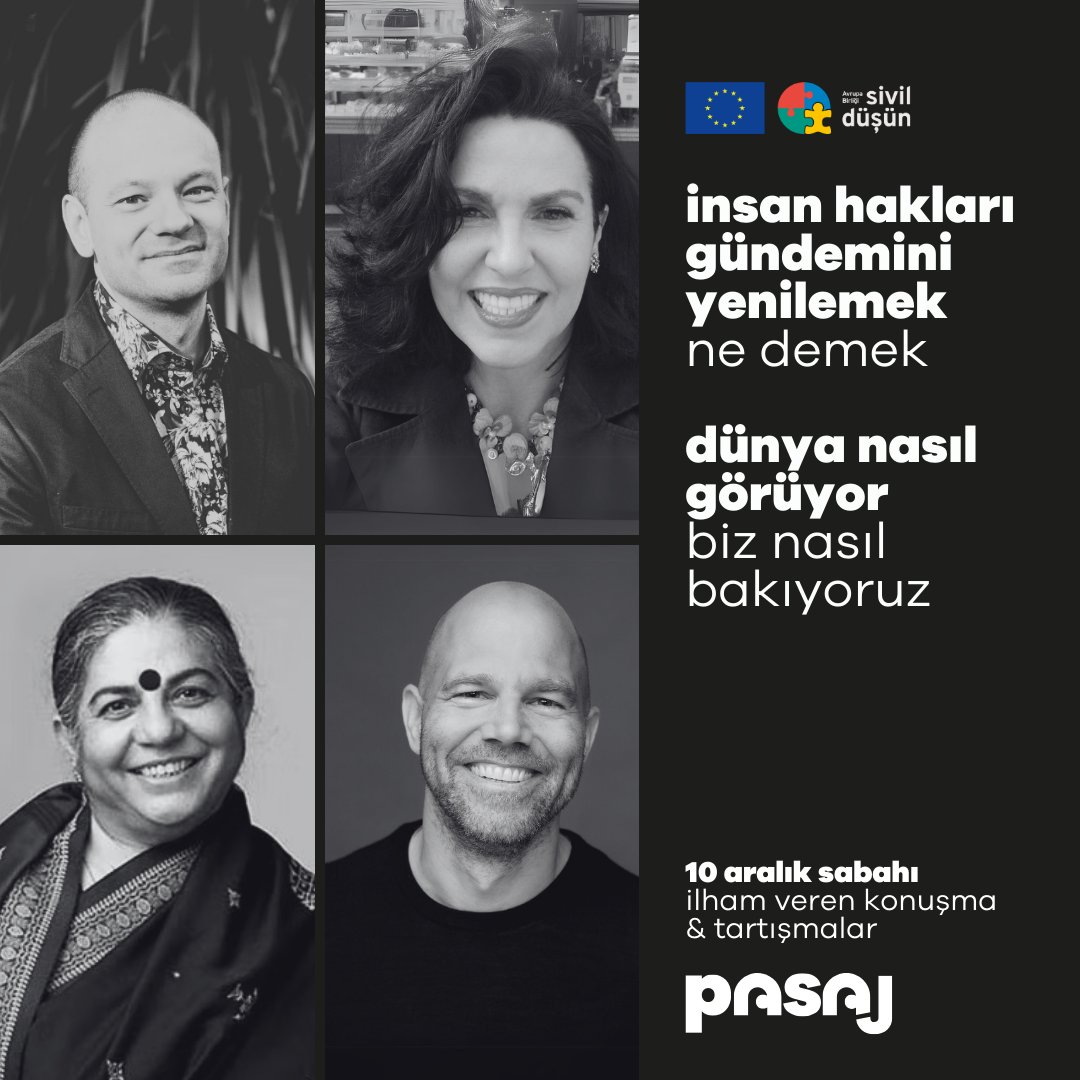 ✨ İlham ve tartışma PASAJlarında #BilindiktenYeniye #HaklarlaYürü yoruz.
İnsan hakları gündemi dünyada nasıl bir değişimin eşiğinde duruyor?
🌍 İngiltere’den Hollanda’ya, Belçika’dan Hindistan’a  kendi alanlarında ses getirmiş isimler, bizi hem yeni bilgilerle besleyecek hem de
