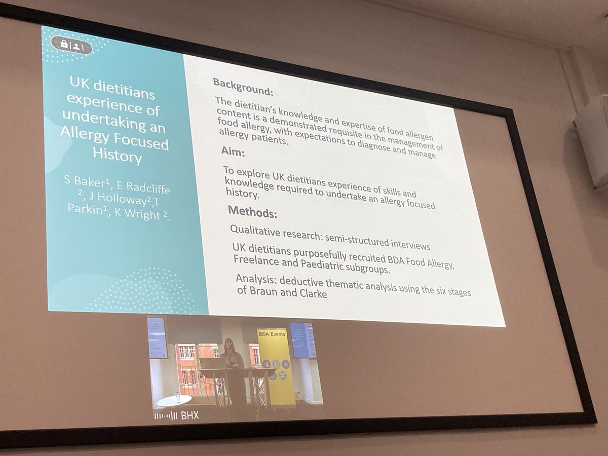 Lynsey Spillman (@lynsey_rd) on Twitter photo Sarah Baker is presenting work on dietitians experience with taking an allergy focused diet history.
Areas for more research - support from the MDT & training around concomitant allergy.
<a href="/PlymDietNut/">Dietetics & Nutrition</a> <a href="/DrACollinsonRD/">Avril Collinson</a> Sarah Baker is presenting work on dietitians experience with taking an allergy focused diet history.
Areas for more research - support from the MDT & training around concomitant allergy.
<a href="/PlymDietNut/">Dietetics & Nutrition</a> <a href="/DrACollinsonRD/">Avril Collinson</a>