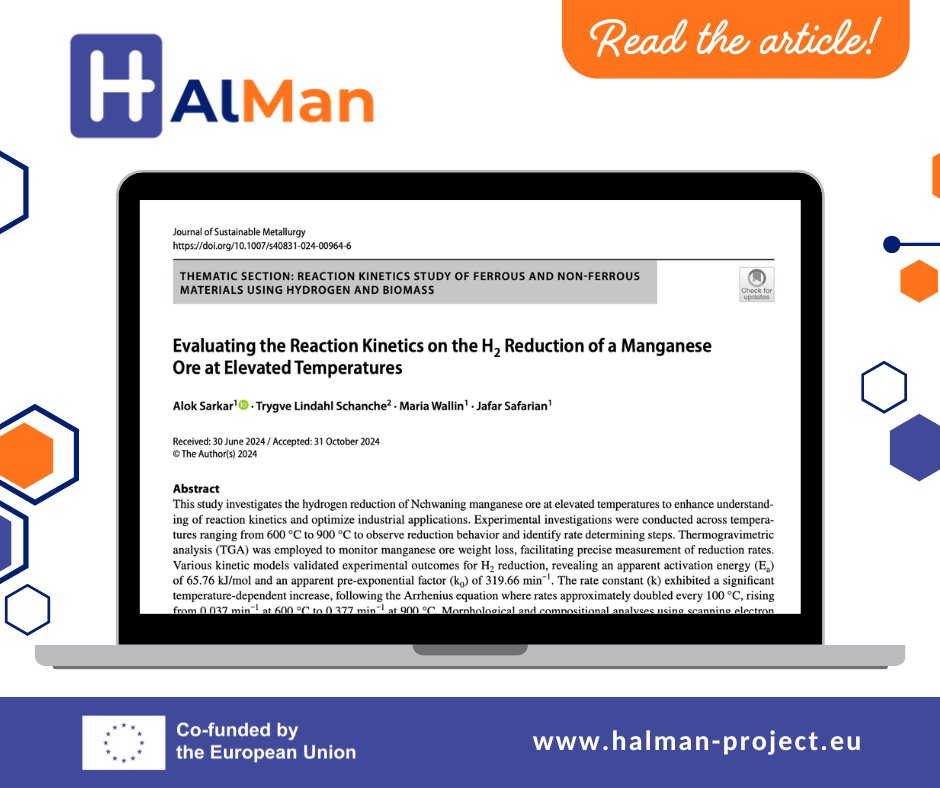 Exploring hydrogen reduction of manganese ore (600–900°C), unveiling key kinetics and structural changes for better metallurgical processes. Dive in: lnkd.in/dAUksnW