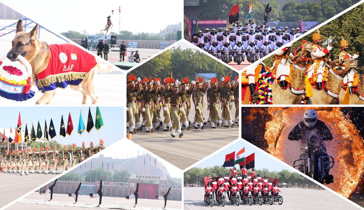 BSF_Rajasthan's tweet photo. Get Ready for Thrills! 
Experience Power, Precision &amp; Patriotism at the BSF Day Parade. A Spectacle of Courage &amp; Commitment, celebrating the spirit of the #BSF.

Date: 08/12/2024
Time: 10:00 AM
Venue: STC Jodhpur

Watch it live on YouTube: @BSF_India

#BSFturns60
#BSFहीरकजयंती https://t.co/s9jyOrgf2e
