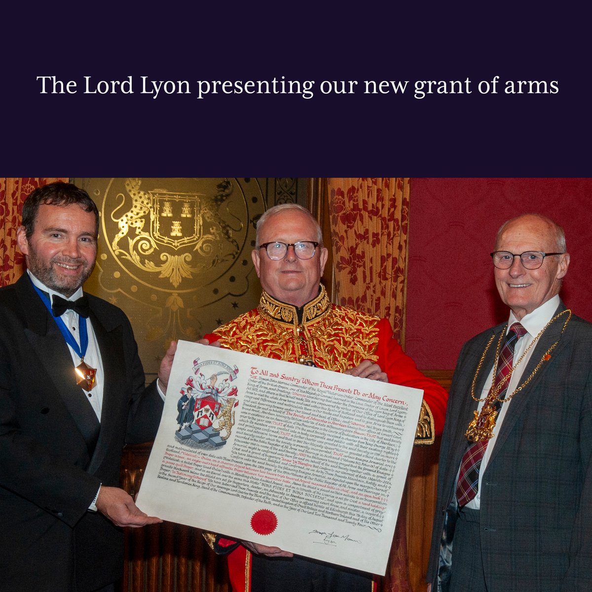 Earlier this year, we celebrated the 250th anniversary of our first Royal Charter of Incorporation.

To mark the occasion, the Lord Provost and members of Aberdeen City Council kindly hosted a Civic Reception where the Lord Lyon presented us with new armorial bearings.