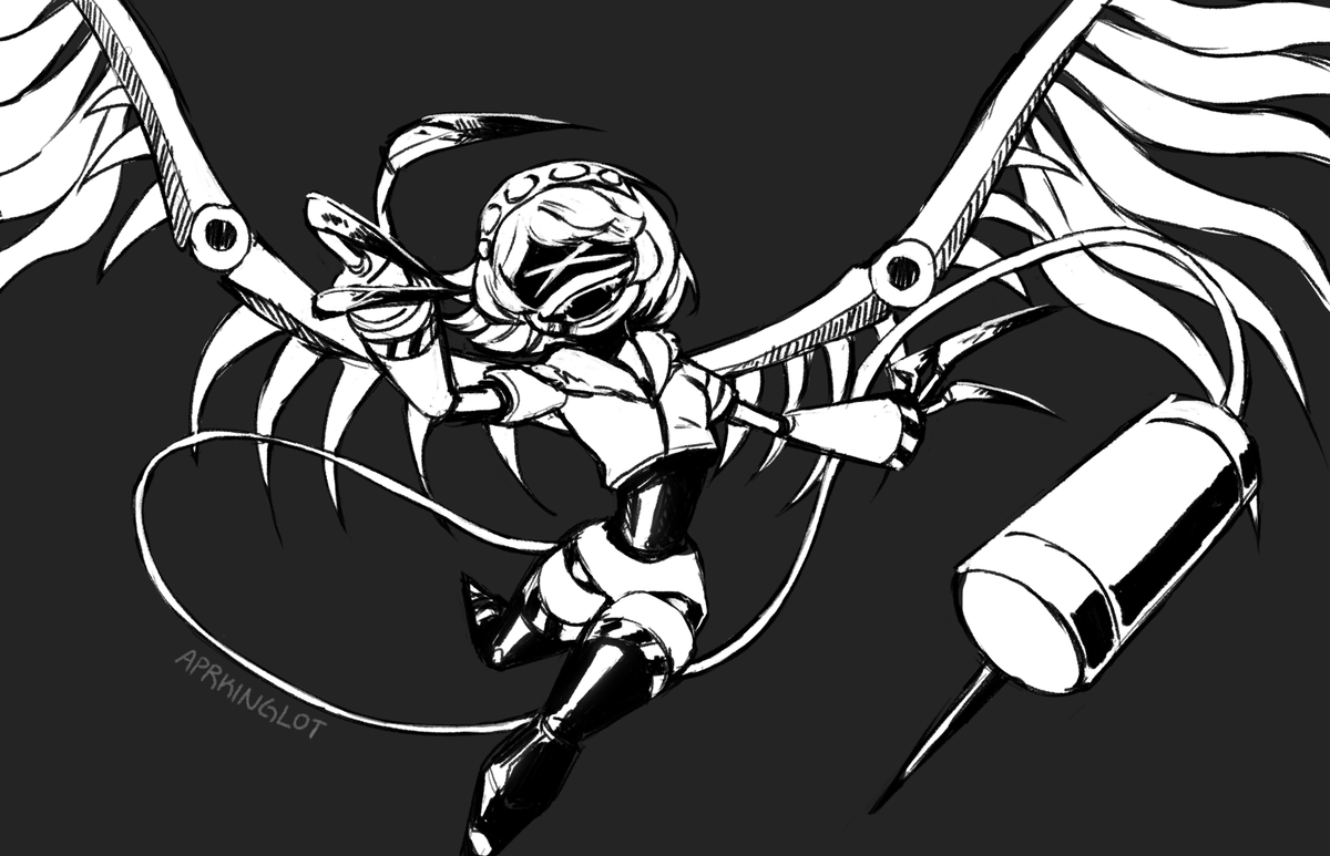 aprkinglot's tweet image. A little drawing of V! #MurderDrones #SerialDesignationV
