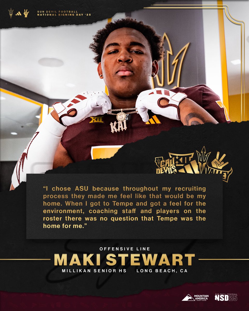 ASU Football Recruiting (@risingsundevils) on Twitter photo ๐ฎ๐พ๐๐๐๐น โ๏ธ
๐ช Offensive line
๐ Long Beach, CA
#ForksUp /// <a href="/MakiStewart3/">Maki Stewart, OL</a> ๐ฎ๐พ๐๐๐๐น โ๏ธ
๐ช Offensive line
๐ Long Beach, CA
#ForksUp /// <a href="/MakiStewart3/">Maki Stewart, OL</a>