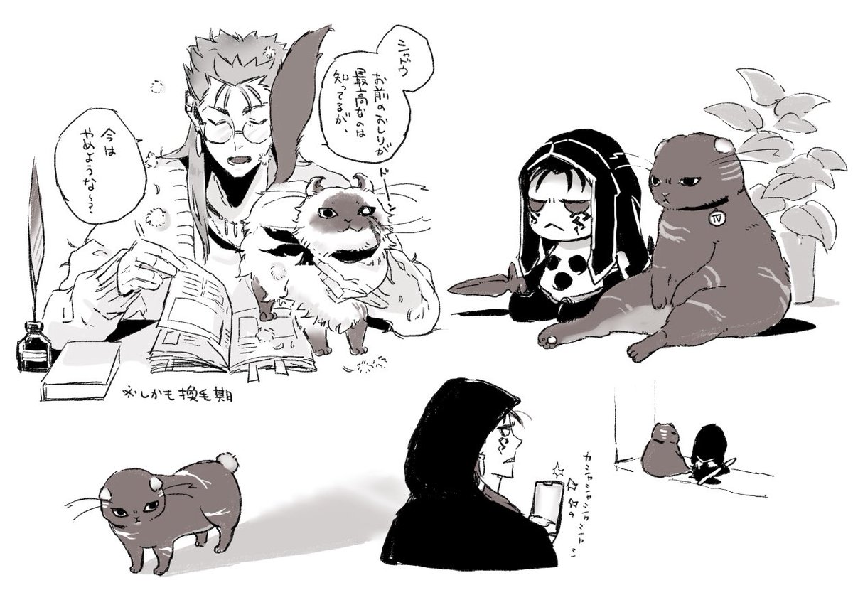 凍護さんに「演技派のげゅw」って言われてなんだっけそれ…描いたような🧐って探したらあったので再掲
黒弓猫ちゃんも居た。スコ座り似合う 