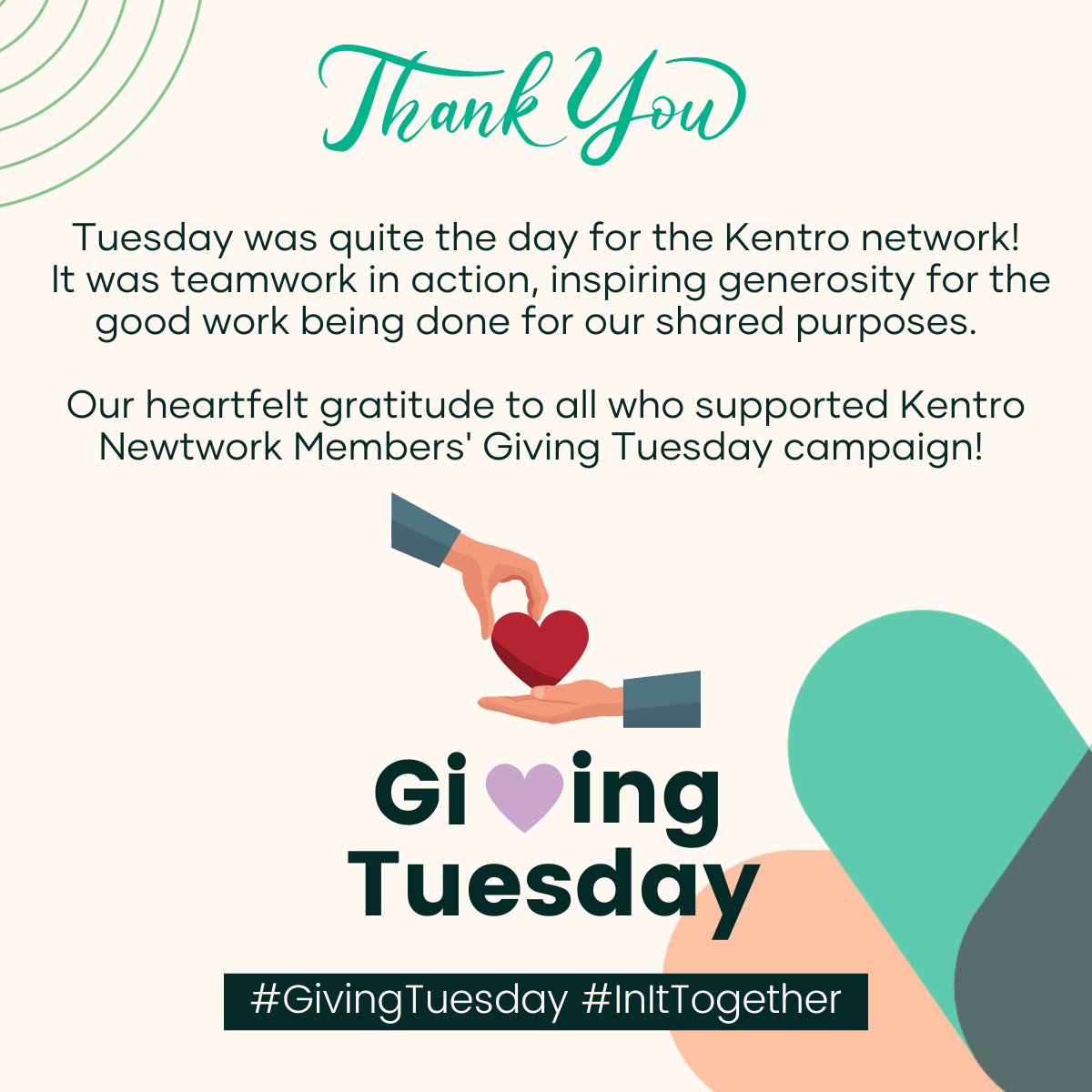 Our heartfelt thank you to everyone who supported Kentro Christian Network Members' Giving Tuesday campaigns!
#givingtuesday2023#kentronetwork#inittogether