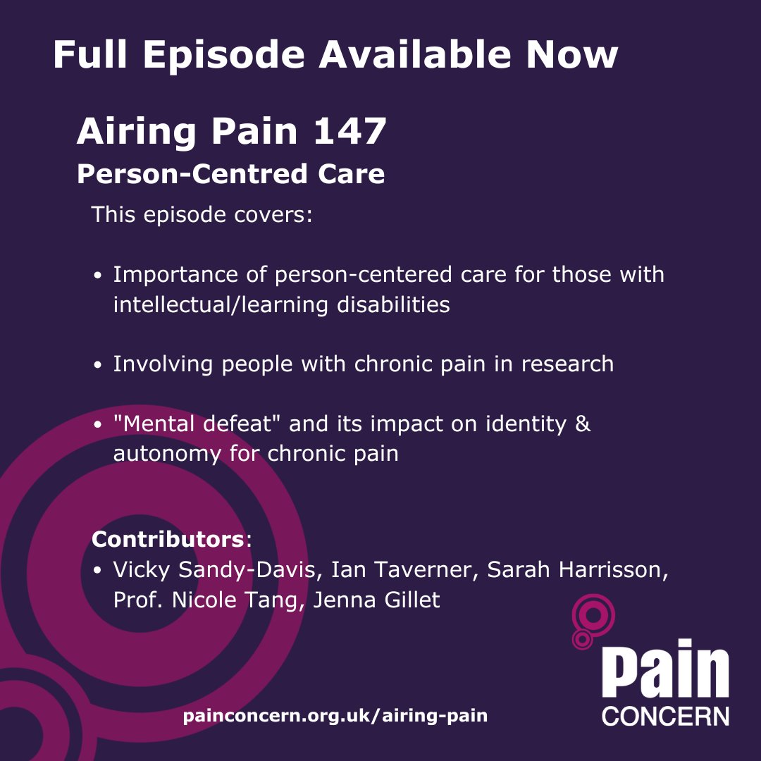 Pain Concern (@painconcern) on Twitter photo 🎧 NEW Airing Pain podcast out now! 🎧
This edition explores Person-Centred Care, with interviews recorded at <a href="/BritishPainSoc/">The British Pain Society</a>'s 2024 Annual Meeting.
🔗Listen here: ow.ly/mrbY50UiFup
Thanks to all contributors!
#AiringPain #PainConcern #PainManagement #Podcast 🎧 NEW Airing Pain podcast out now! 🎧
This edition explores Person-Centred Care, with interviews recorded at <a href="/BritishPainSoc/">The British Pain Society</a>'s 2024 Annual Meeting.
🔗Listen here: ow.ly/mrbY50UiFup
Thanks to all contributors!
#AiringPain #PainConcern #PainManagement #Podcast