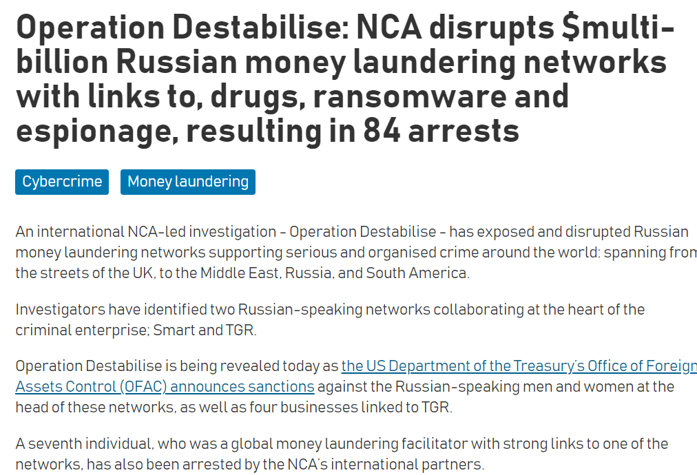 TSimonts's tweet image. Interessante use case for #cryptogeld: operation #Destabilise in het VK legt omvangrijk witwas- en fraudenetwerk bloot