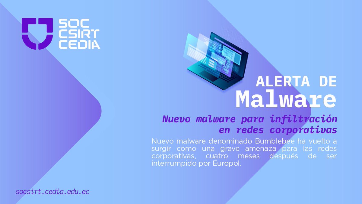 #AlertaMalware|| Bumblebee ataca otra vez. Nuevos correos con archivos ZIP esconden malware peligroso. Al abrirlos, descargan programas maliciosos que roban datos y controlan tu equipo. 
🌐socsirt.cedia.edu.ec 
#ciberseguridad #Bumblebee #phishing
