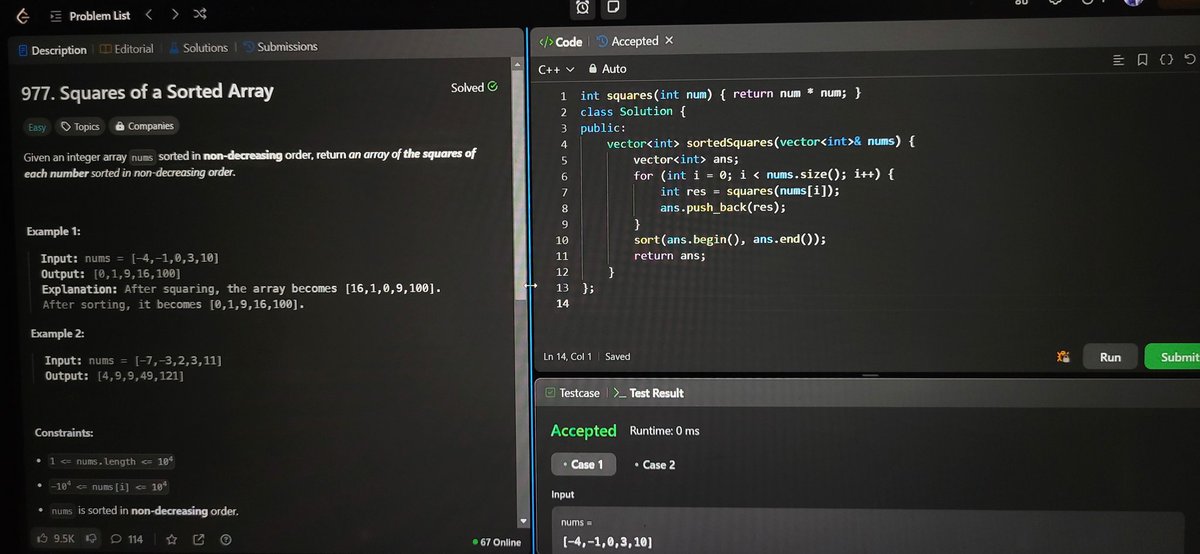 shekhar_exe's tweet photo. #DAY32 of #100DaysOfCode
04/11/2024
Solved 4 Leetcode problem
🔸️Count Prefixes of a Given string
🔸️Find common Element between two arrays
🔸️Square of a Sorted Array
🔸️Counting words with a Given Prefix
#Leetcode #letsconnect #100daysofprogress https://t.co/Smm1pTZvcH