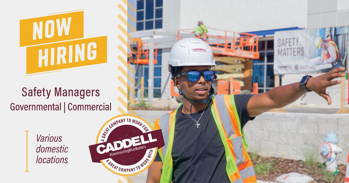 CaddellConst's tweet image. We&apos;re looking for safety managers to help protect our most valuable asset—our people! #ConsiderCaddell if you are OSHA certified and ready to keep #SafetyAlways at the forefront for your team! #ConstructingWhatMatters #AGreatCompanyToWorkFor 

caddell.com/current-openin…
