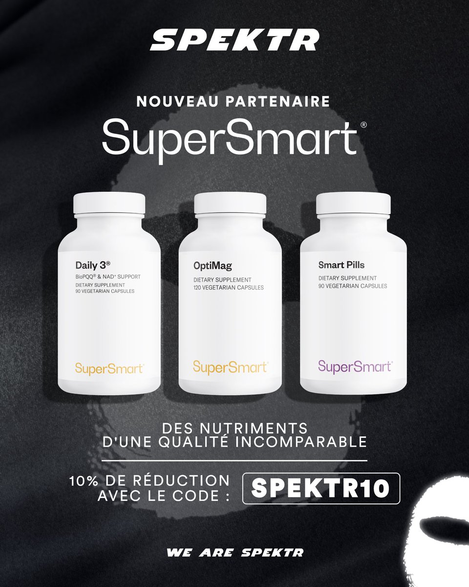 SPEKTR_ORG's tweet photo. 🚨 ANNONCE 🚨

Nous sommes heureux fier de vous annoncer notre partenariat avec SuperSmart ! 
Leader Européen des compléments alimentaires depuis plus de 30ans. 🇪🇺

Bénéficie de 10% de réduction avec le code : SPEKTR10

Lien ci ⬇️ https://t.co/AEAjh08exv