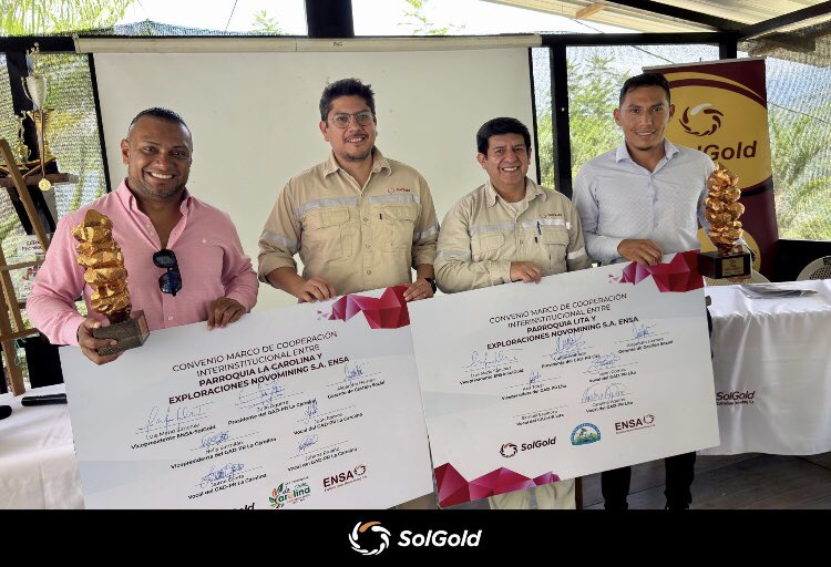 ccecquito's tweet photo. @SolGold_plc y los GAD Parroquiales de Lita y La Carolina firman convenios de cooperación para el periodo 2024-2025

Proyectos en salud, educación, infraestructura, vialidad, entre otros. #ProyectoCascabel

“¡Estamos comprometidos con seguir impulsando el desarrollo del Ecuador!” https://t.co/Zvk6FYlw3i