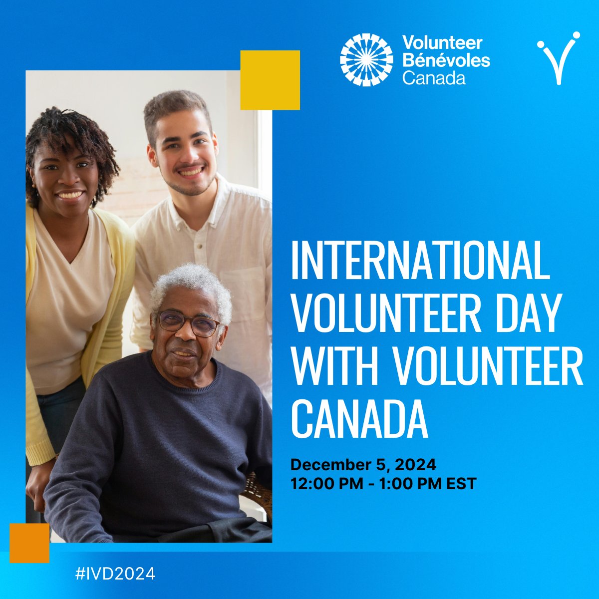 VolunteerCanada's tweet photo. 🌟 Join us tomorrow for #InternationalVolunteerDay as we celebrate the spirit of volunteerism and the incredible contributions of volunteers of all ages and at all stages!
Register today: https://t.co/co4Q5GMt6n
#IVD2024 #Volunteerism #GenerationsUnited @UNVolunteers https://t.co/74owAiJUAF