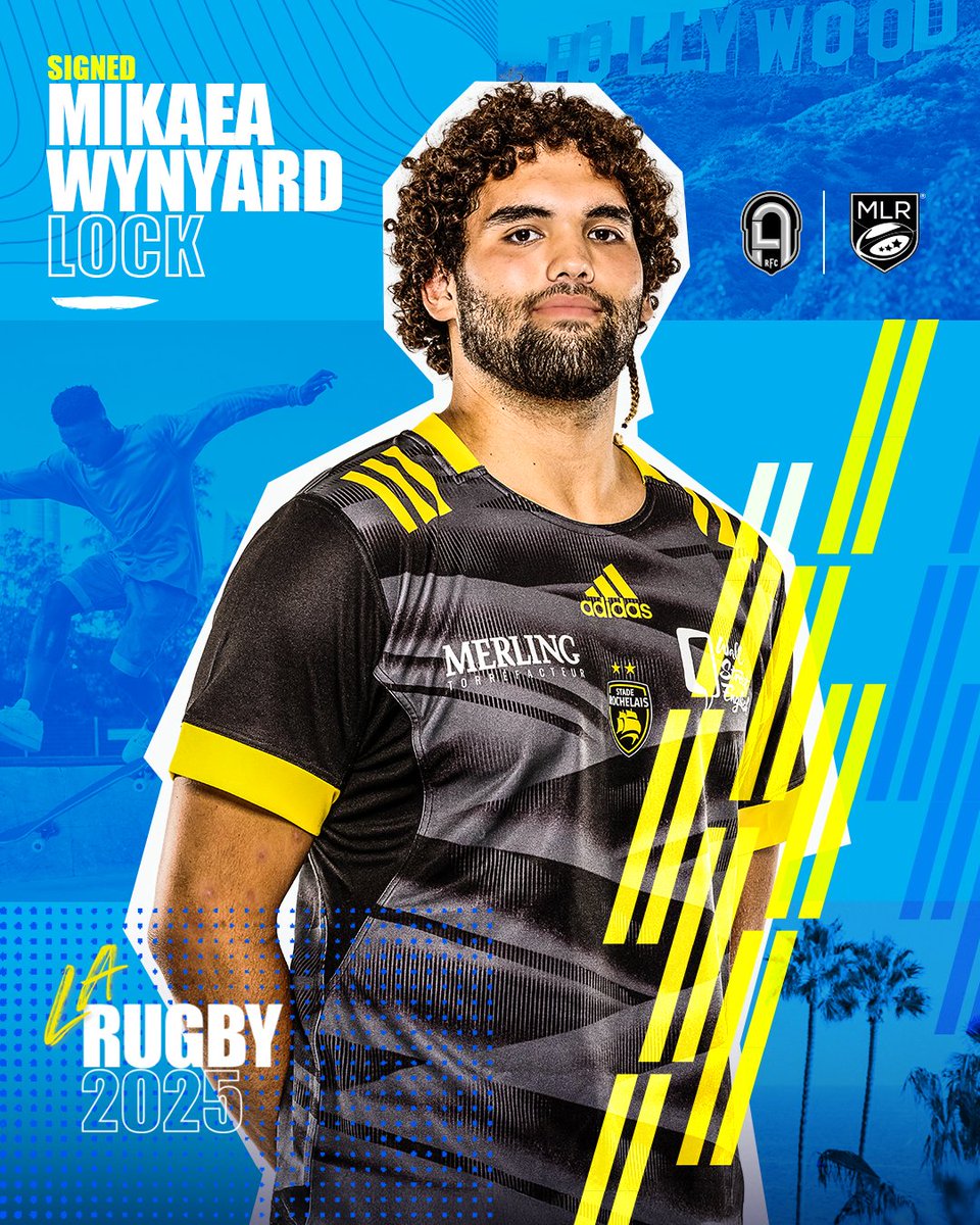 RugbyFCLA's tweet photo. San Jose native Mikaea Wynyard returns to California, joining #RFCLA from next season after two years at French Rugby powerhouse @staderochelais (La Rochelle).

Welcome home, Mikaea.

NEWS: https://t.co/w9oIQ4gkKU

#RFCLA #MLR2025 #RugbyLA @usmlr https://t.co/S8IfpEl7ji