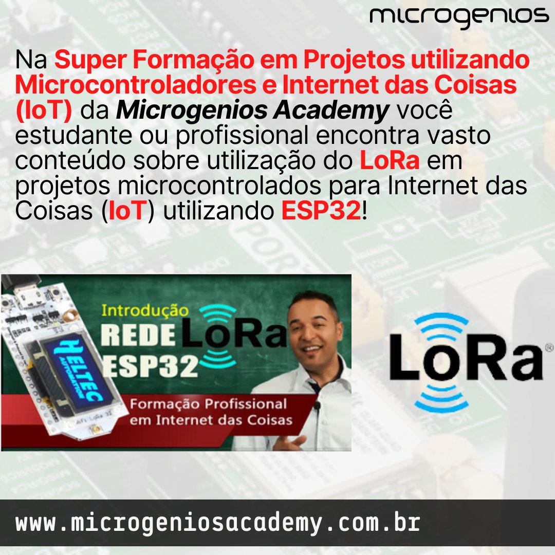 microgenios's tweet photo. Dica de Estudo do dia: Quais os benefícios de utilizar LoRa em seus projetos de Inernet das Coisas (IoT)?
Link para aproveitar: https://t.co/9DAffd5nev
#microgenios #MicrogeniosAcademy #microcontrolador #IoT #ESP32 #PIC #LoRa #Arduino #RaspberryPi #eletronica #linguagemC https://t.co/IZNjpPtevy
