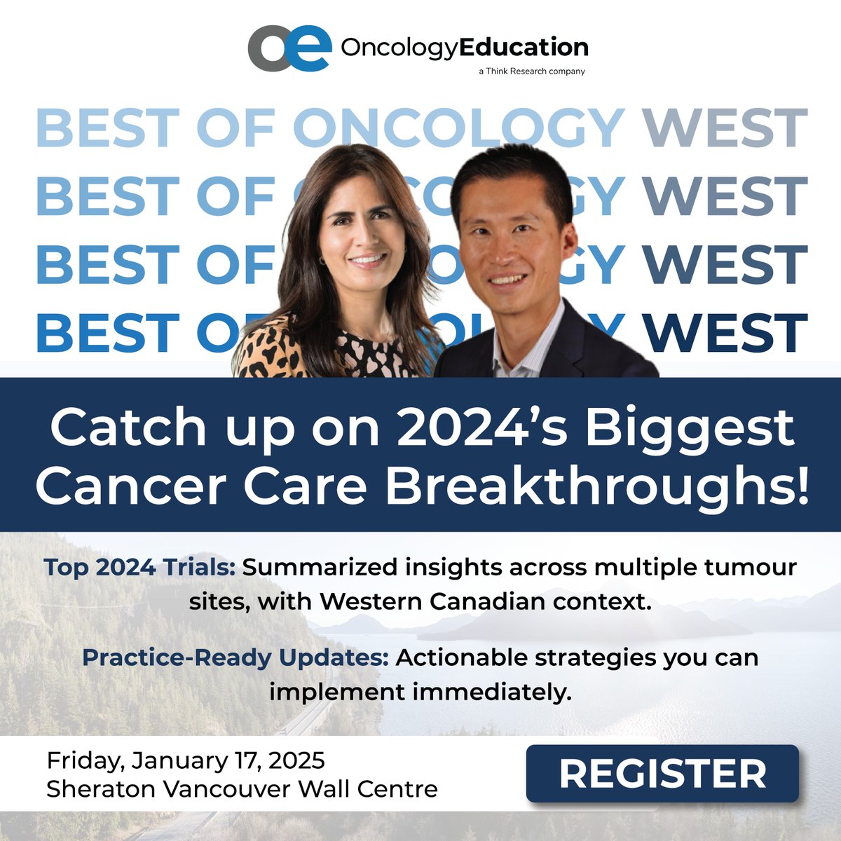 OncEd's tweet image. 🚨Join us @ Best of Oncology West for a summary of the top 3-5 key scientific breakthroughs from 2024 in multiple tumour sites. We'll review key data and put it into context for Western Canadian healthcare professionals. ow.ly/ctWg50UkTJI 

@GillSharlene @DrDanielHeng #BooW